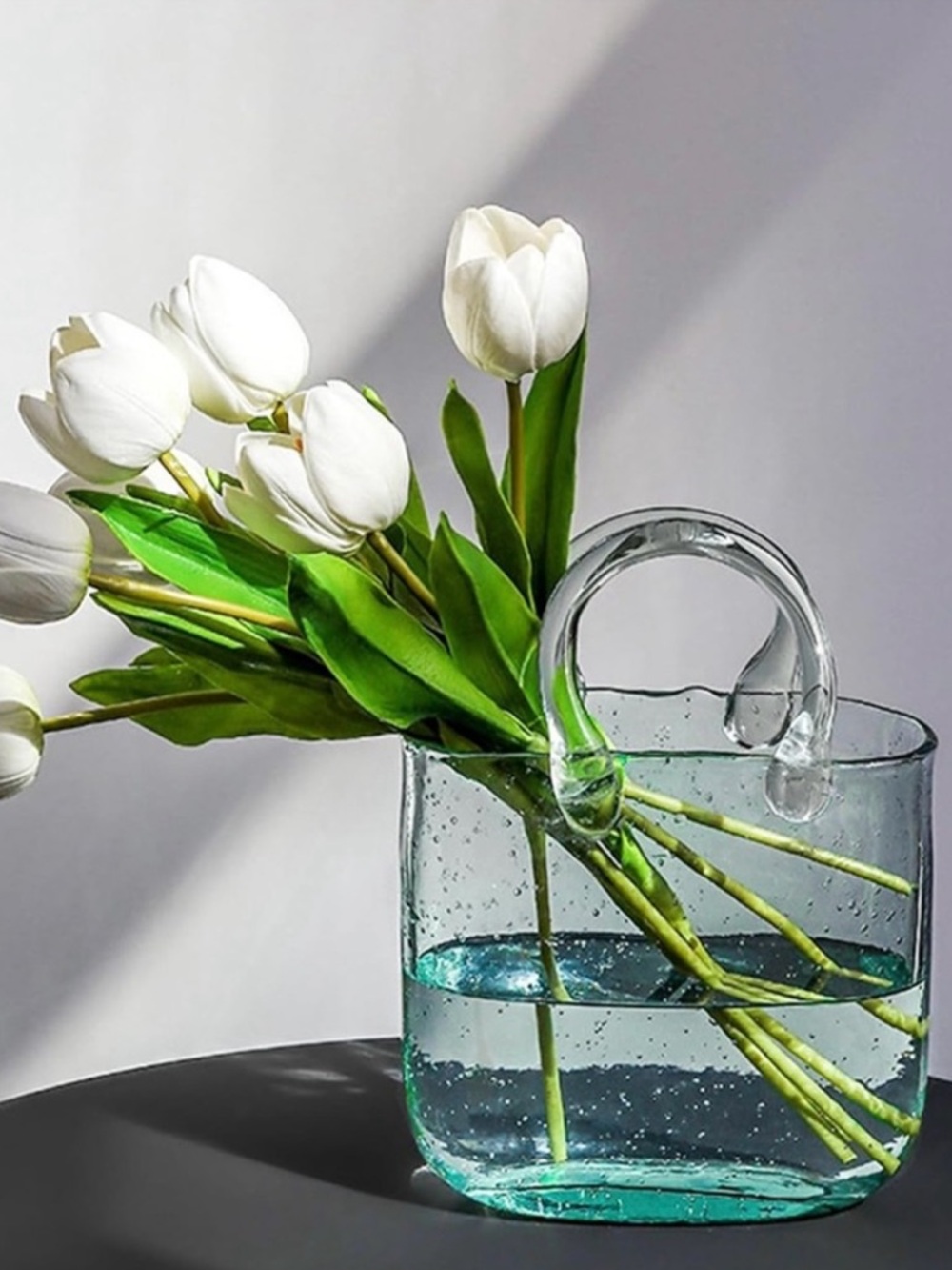 Glass Purse Vase for Flowers